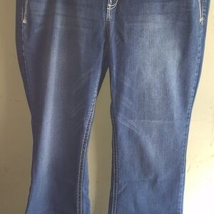 Wallflower Dark Blue Flare Jeans with Contrast Stitching